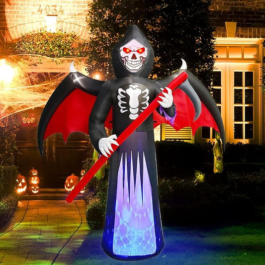 Kalolary 8.3FT Length Halloween Inflatables Outdoor Scythe Ghost Reaper, Blow Up Yard Lawn Decorations Clearance with LED Lights Up Built-in for Halloween Party Indoor, Outside Yard, Law Garden Decor