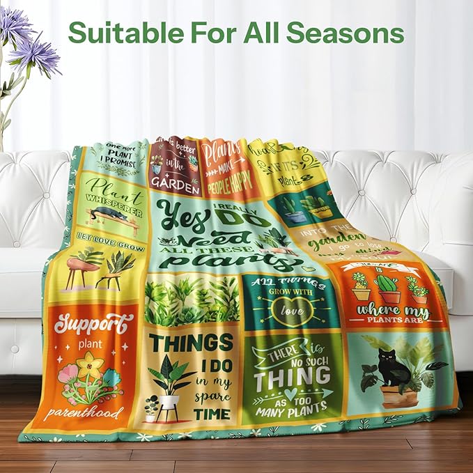 Gardening Gifts for Women, Plant Gifts Blanket, Plant Gifts for Plant Lovers, Gifts for Gardeners Woman, Blanket for Plant Lover Mom Aunt Grandma Daughter Mothers Day Christmas 40x50 Inch