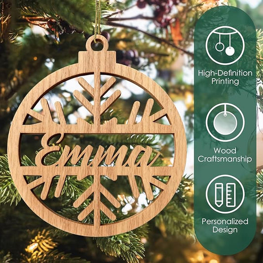 Personalized Name Ornaments for Christmas Tree-Personalized Wooden Christmas Ornaments 2025, Custom Ornaments for Christmas Tree & 1-5 Styles