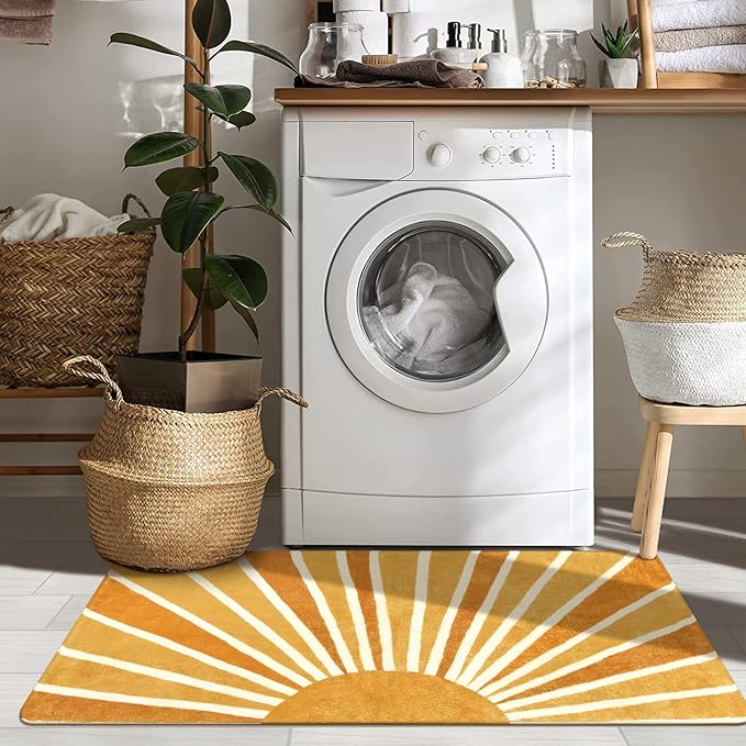 Lahome Boho Runner Rug - Area Non-Slip Washble Laundry Room Small Throw Entryway Indoor Kitchen Mats Sun Print Distressed Carpet Runners for Hallway Bedroom Bathroom Kids Nursery Rug, 2'x4'