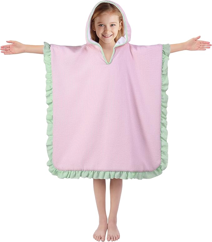 Hooded Towels for Kids,Toddler Bath Towel Swim Cover Up for Ages 3-10 Girls Boys Pool Towels Soft Thick 30"x30" Microfiber Poncho Towel(Pink)