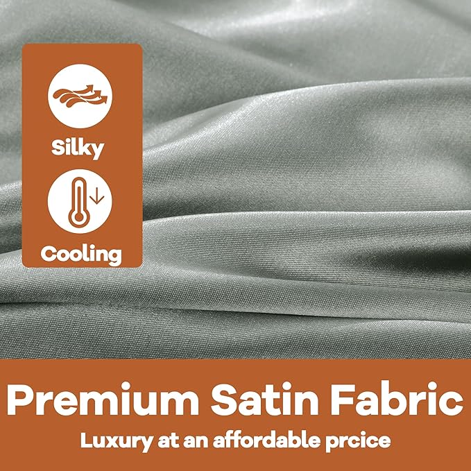 HOMBYS Silky Satin Pregnancy Pillow Cover (ONLY Pillowcase), Luxurious Smooth Maternity Pillow Cover, C Shaped Soft & Breathable Large Pillow Protector for Side Sleeper, 60.2" L x 34.2" W, Dark Grey