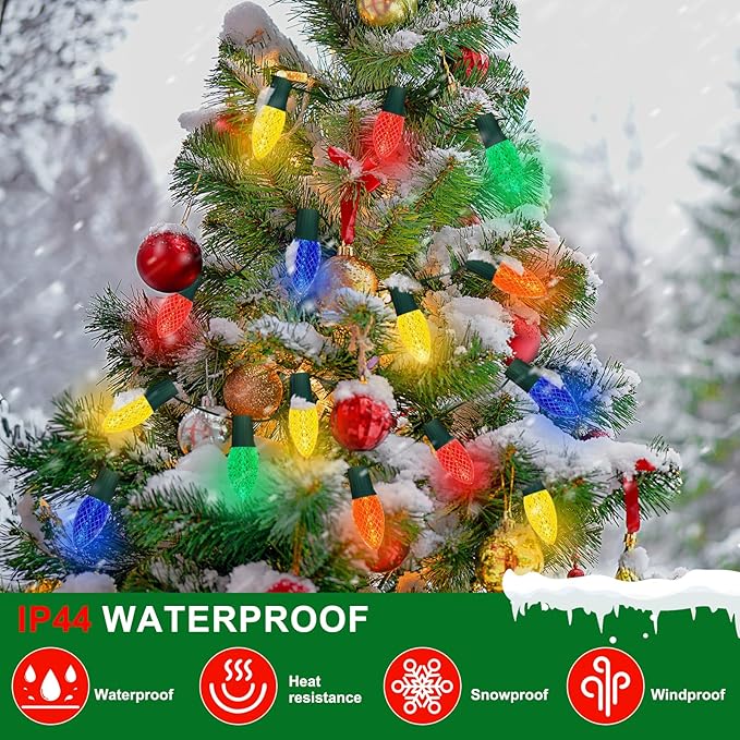 100 Packs C9 LED Replacement Christmas Light Bulbs, C9 Shatterproof LED Bulbs for Christmas Outdoor Indoor String Lights, Waterproof Dimmable Strawberry Holiday Bulbs, E17 Intermediate Base,Multicolor