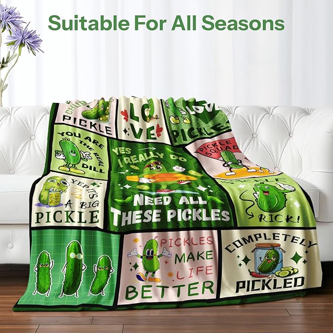 Pickle Gifts for Pickle Lovers, Pickle Lover Gifts, Pickle Blanket for Pickle Lovers, Pickle Themed Gifts, Funny Pickle Gifts Blanket on Birthday Christmas 50x60 in