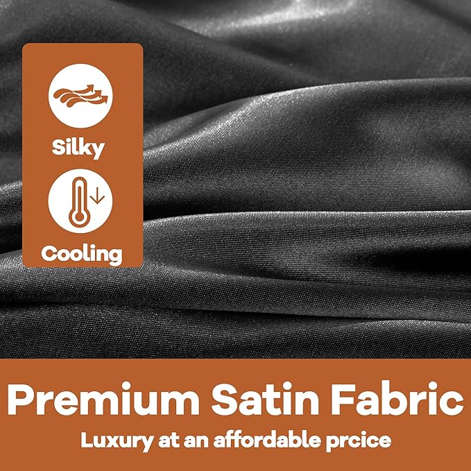 HOMBYS Silky Satin Pregnancy Pillow Cover (ONLY Pillowcase), Luxurious Smooth Maternity Pillow Cover, U Shaped Soft & Breathable Large Pillow Protector for Side Sleeper, 60.8" L x 31.5" W, Black