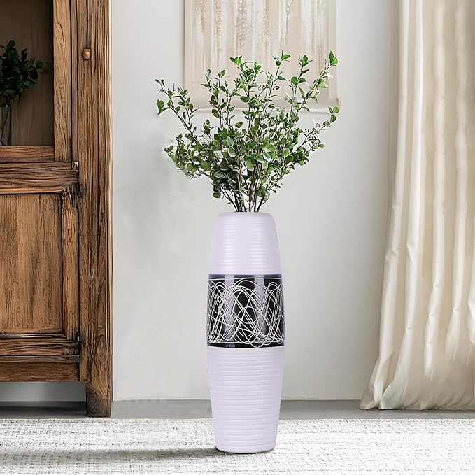 XMGZQ 20" Tall Ceramic Rustic Farmhouse Vase,Large Vintage Flower Vase for Home Decor,Tall Floor Boho vase for Living Room,Table,Mantel,Shelf and Centerpieces Decor and Housewarming (I)