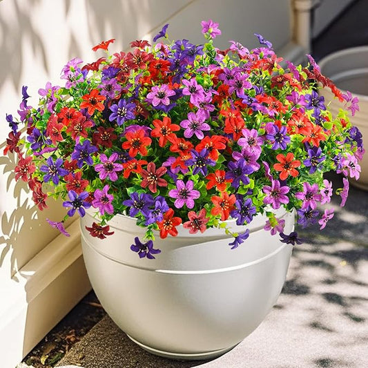 Artificial Fake Flowers for Outdoor Plants, 12 Bundle Realistic Faux Silk Daisy Flower UV Resistant for Outside Front Porch Patio Window Box Balcony Home(Mix)