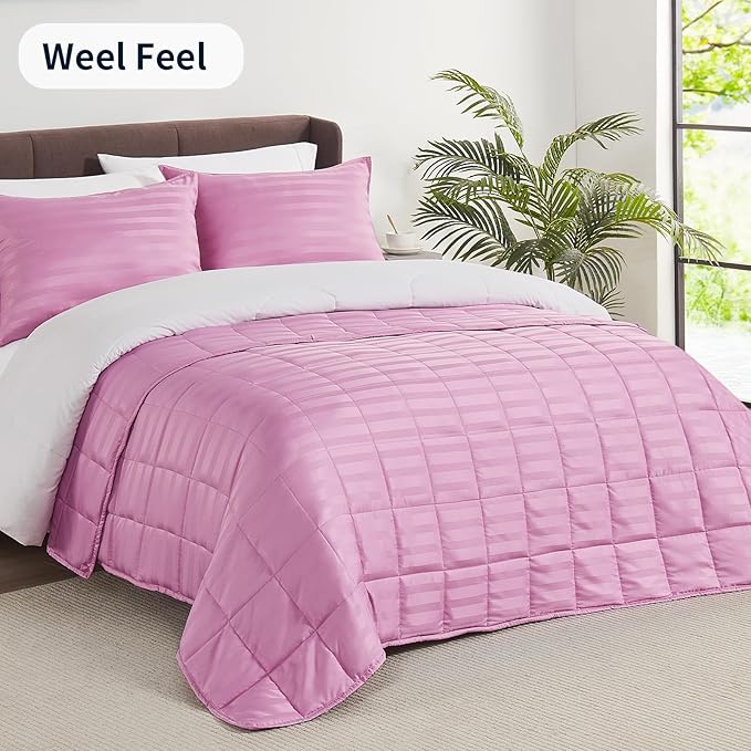 Weighted Blanket for Adult,25lbs Heavy Weighted Blanket 88"x104" Breathable Cooling Summer Blankets, Ultra Soft Cotton Comfort Throw Blanket with Glass Beads for All-Season (Pink)