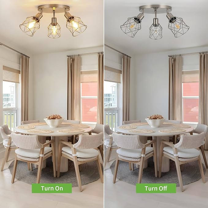 WILON Semi Flush Mount Ceiling Light 3-Light Brushed Nickel Close to Ceiling Light Fixtures, Kitchen Light Fixtures Ceiling Mount E26 Base Multi-Directional Ceiling Lamp Modern Hallway Light Fixtures