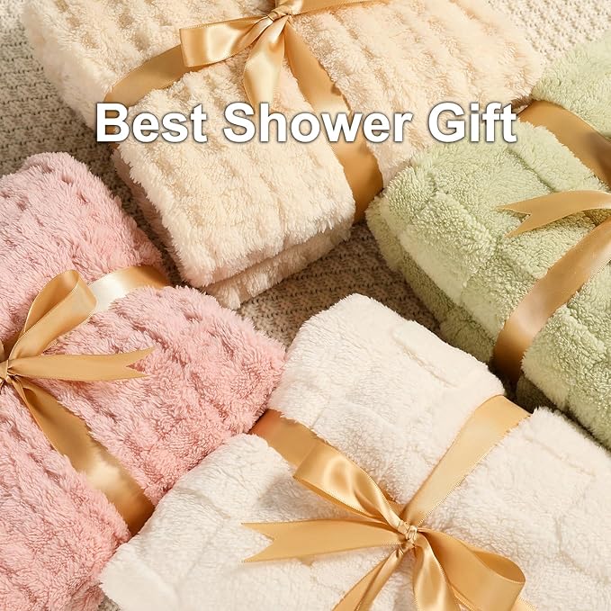 Sherpa Baby Blanket for Girls Toddlers Fleece Fluffy Fuzzy Blanket for Baby,Soft Warm Cozy Fleece Blanket,Receiving Blanket for Infant Newborn (green, 30 * 40, Checkered)