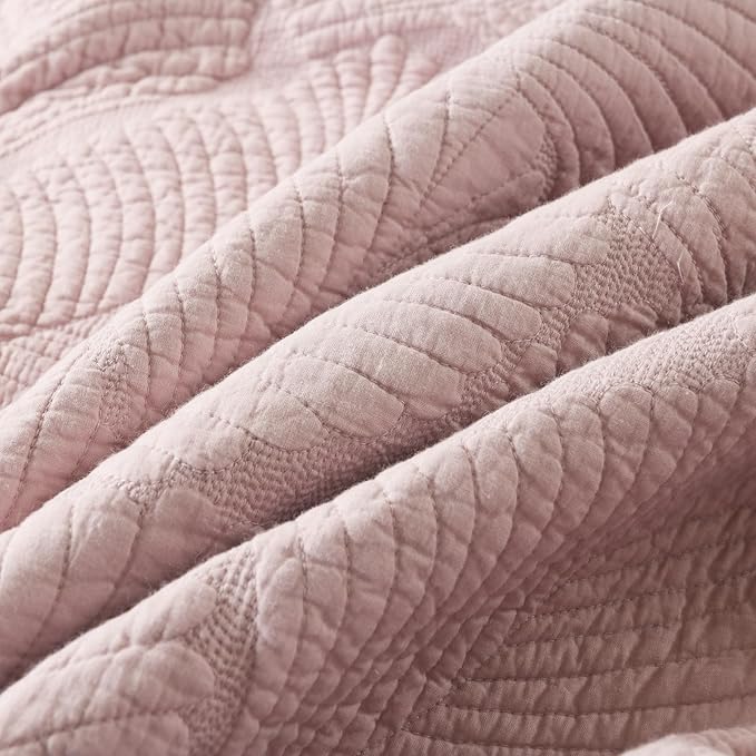 mixinni 3-Piece Modern Style Leaf Quilt Set Soft Cotton Bedspread Coverlet Set, Perfect for Him and Her (3pcs, Queen Size)