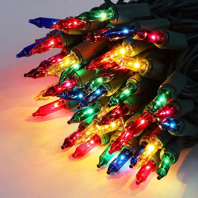 2 Pack Multicolor Christmas String Lights, 100 Count Each, Incandescent Mini Christmas Lights, Connectable Xmas Tree Light for Indoor Outdoor Garland Birthday Holiday Wedding Festival Party