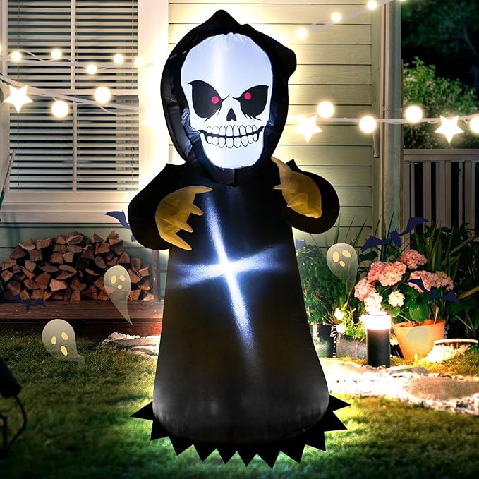 TRMESIA 4FT Halloween Ghost Inflatable Blow up Death God Decoration with LED Lights Indoor Outdoor Party Holiday Lawn Graden Holiday Decoration