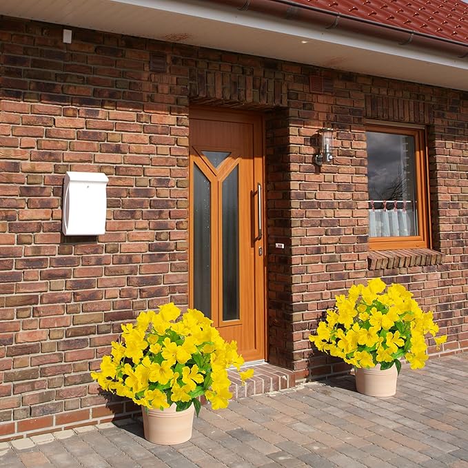 Fake Plants Artificial Flower Outdoor Plastic Flowers for Outdoors 15.7"Artificial Azalea Flowers Fake Flowers Artificial Plants Outdoor Flower Artificial For Decor Silk Flowers ((Yellow)4pcs