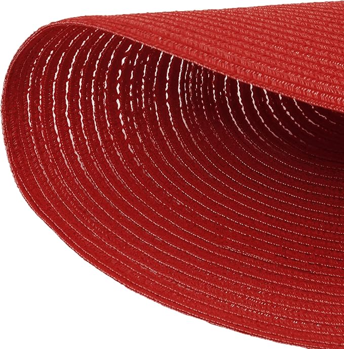 SHACOS Round Braided Placemats Set of 8 Washable 15 inch Round Table Mats Non Slip Woven Place Mats for Dining Table (Red, 8)