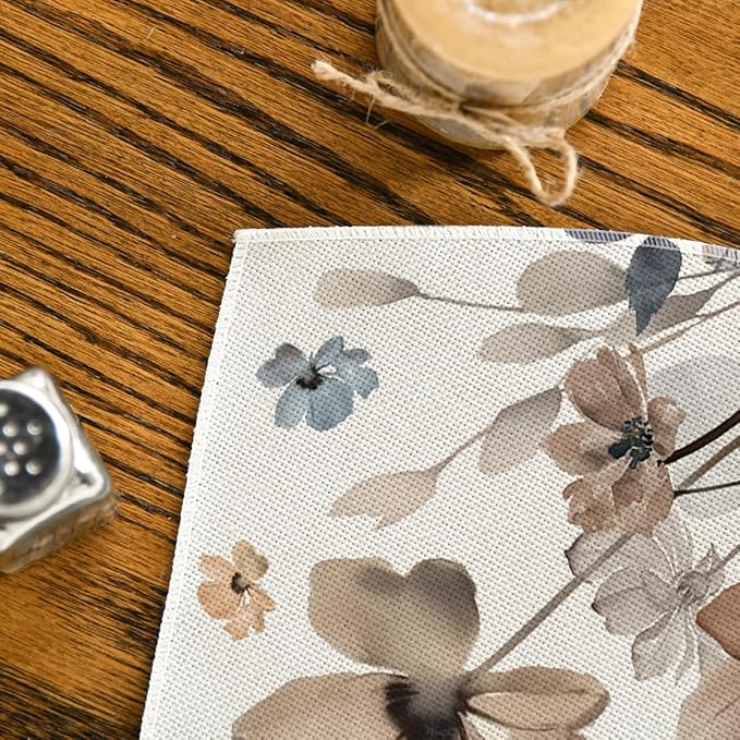 Artoid Mode Brown Poppy Floral Round Table Wedge Placemats Set of 6, Seasonal Winter Kitchen Dining Table Decoration for Indoor Party Home