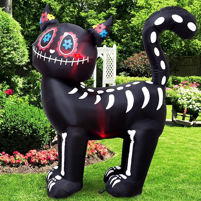 4 Feet Tall Halloween Inflatable Black Cat LED Lights Decor Outdoor Indoor Holiday Decorations,Blow up Lighted Yard Decor, Giant Lawn Inflatable Home Garden Party Decoration
