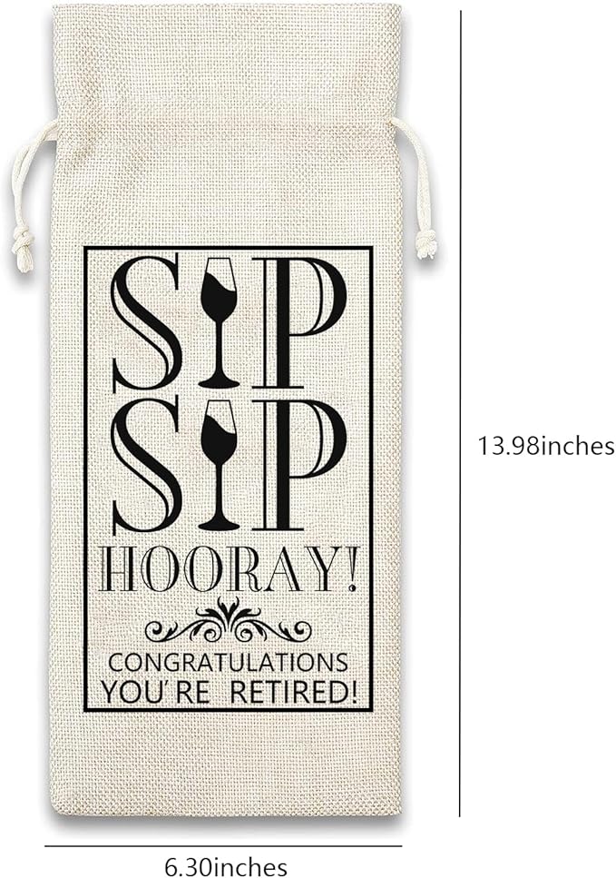 Retirement Wine Gift Bag, Funny Sip Wine Bags for Wine Bottle Retirement Gifts for Women Men 2024, Retirment Party Decorations, Goodbye Farewell Leaving Gifts for Best Friends Teacher Coworkers Boss