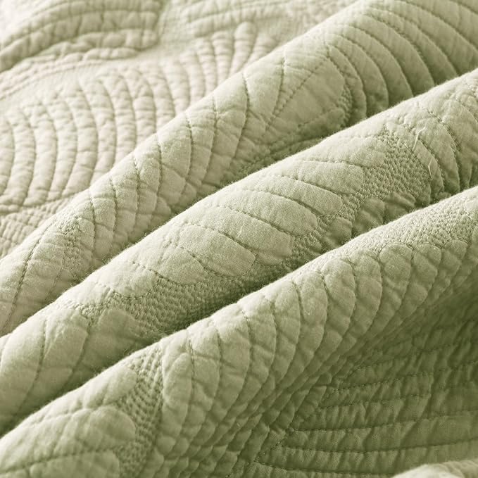 mixinni Green Tropical Palm Tree King Size Quilt Set Soft Cotton Bedspread Coverlet Bed Cover,3-Piece Quilt Set Quilted Bedding Lightweight Coverlet Set -King Size