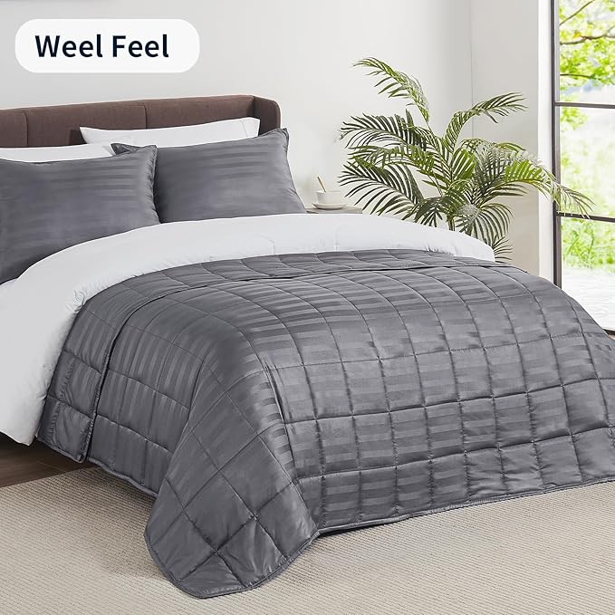 Weighted Blanket for Adult,25lbs Heavy Weighted Blanket 60"x80" Breathable Cooling Summer Blankets, Ultra Soft Cotton Comfort Throw Blanket with Glass Beads for All-Season (Dark Grey)