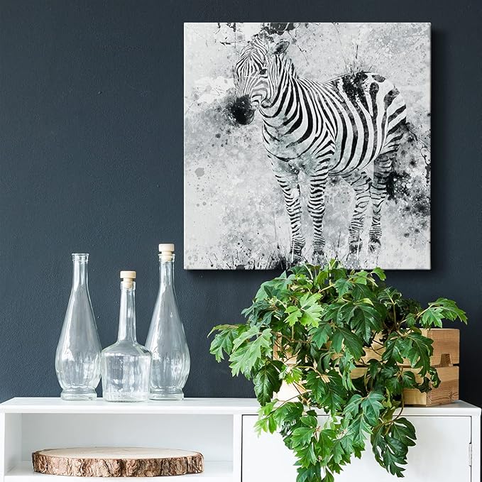 Canvas Wall Art Animals Theme for Home Décor, Zebra I Wall Art, Ready to Hang, 16'' x 16''