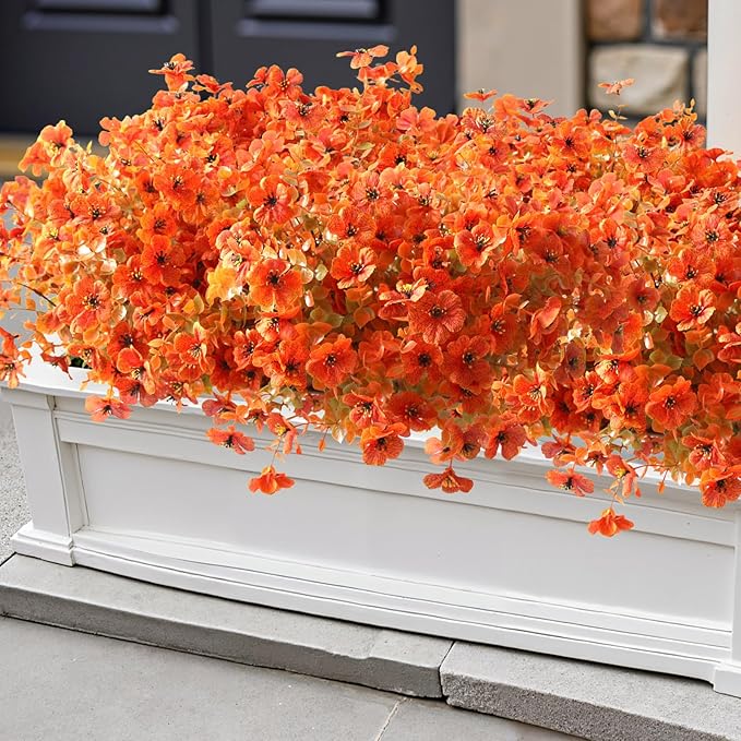 Artificial Fall Flowers Outdoor for Autumn Decoration, 12 Bundles Fake Silk Daisy Flowers Realistic UV Resistant for Outside Home Planter Porch Patio Yard Garden Autumn Decor