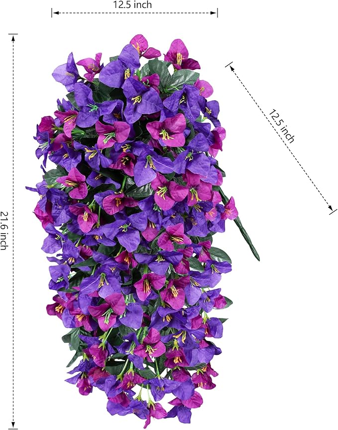 Faux Bougainvillea Artificial Flowers Plants for Outdoor Outside Spring Decoration, 2pcs Fake Silk Long Trailing Vines UV Resistant Realistic for Front Door Porch Planter Urn Patio Balcony Yard, Mix