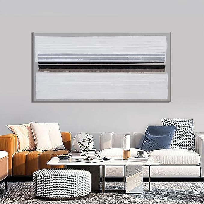 Abstract Wall Art Decor Modern paintings Wall Decorations Wall Art Canvas Prints Black and White Minimalist Stripes Artwork for Living Room Wall Bedroom Kitchen Office Decor 24"×48"