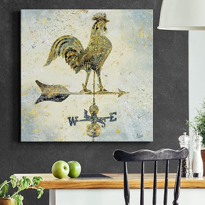 Abstract Wall Art Animals Poster for Bedroom and Living Room,Americana Rooster Wall Art, Ready to Hang, 24'' x 24''