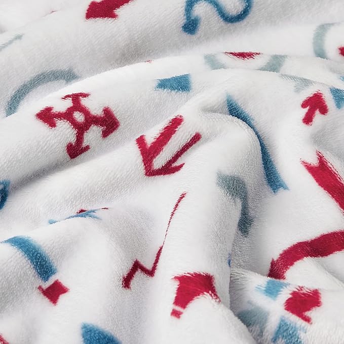 DaysU Plush Flannel Baby Blanket Super-Soft Lightweight, Embroidered Fleece Baby Blanket for Boys and Girls, Bed Throws for Baby Crib and Toddler Bed, Arrow, 30”x40”