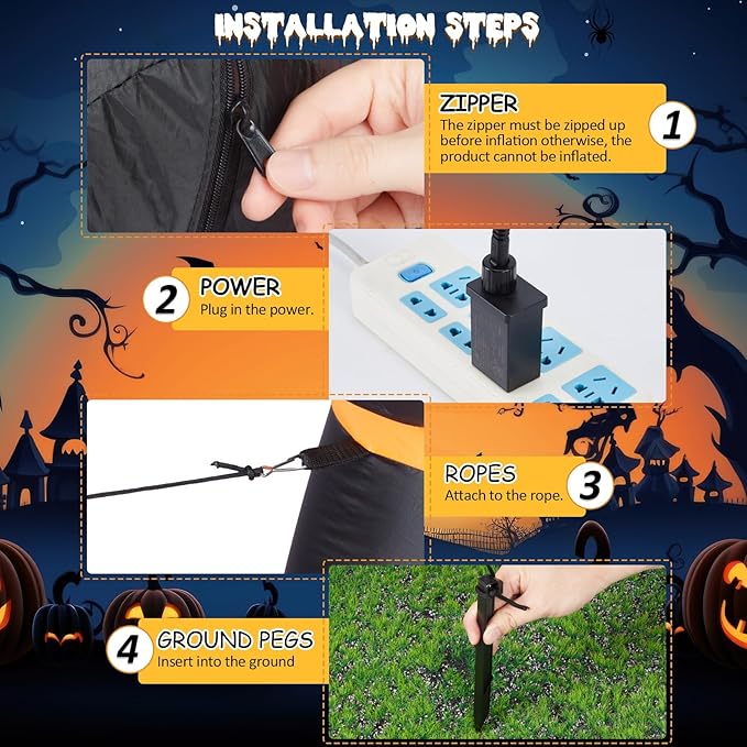 CAMULAND 5FT Halloween Decorations Outdoor,Halloween Inflatable Blow Up Black Cat and Pumpkin Decor with Built-in LED Lights Trick or Treat for Indoor Lawns Yards Party Home