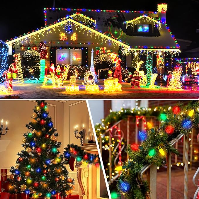 100 Packs C9 LED Replacement Christmas Light Bulbs, C9 Shatterproof LED Bulbs for Christmas Outdoor Indoor String Lights, Waterproof Dimmable Strawberry Holiday Bulbs, E17 Intermediate Base,Multicolor