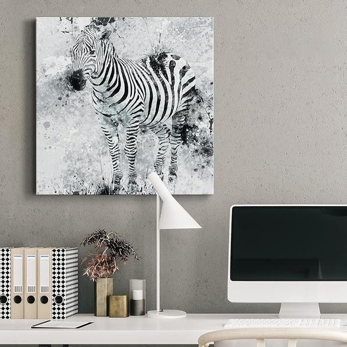 Canvas Wall Art Animals Theme for Home Décor, Zebra I Wall Art, Ready to Hang, 16'' x 16''