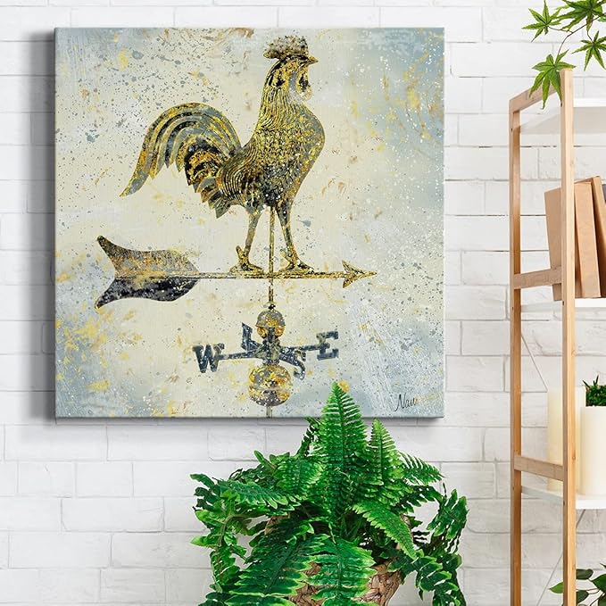 Canvas Prints Wall Art Animals Painting for Wall Décor, Americana Rooster Wall Art, Ready to Hang, 32'' x 32''