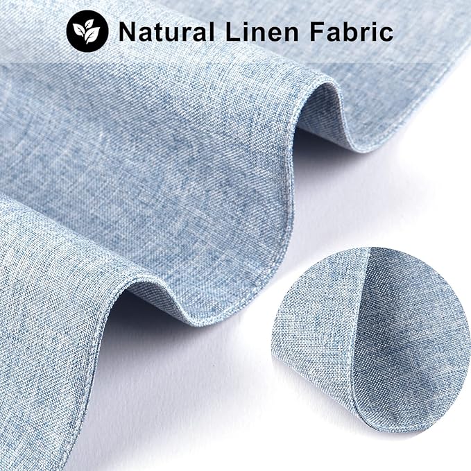Cloth Placemats Set of 6, Cotton Linen Blend Machine Washable Durable Linen Table Mats, Heat Resistant Placemats Wrinkle Free Place Mats for Dining Table, Easy to Clean (Light Blue, 6)