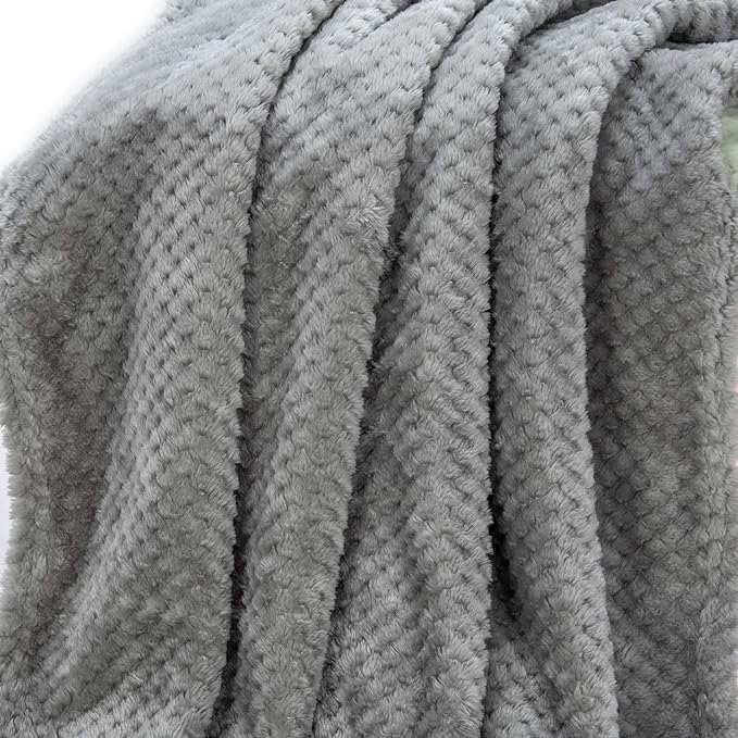 Fuzzy Throw Blanket, Plush Fleece Blankets for Adults, Toddler, Boys and Girls, Warm Soft Blankets and Throws for Bed, Couch, Sofa, Travel and Outdoor, Camping (Throw(50"x70"), L-Flint Gray)