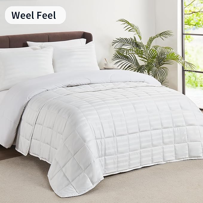 Weighted Blanket for Adult,30lbs Heavy Weighted Blanket 88"x104" Breathable Cooling Summer Blankets, Ultra Soft Cotton Comfort Throw Blanket with Glass Beads for All-Season (White)