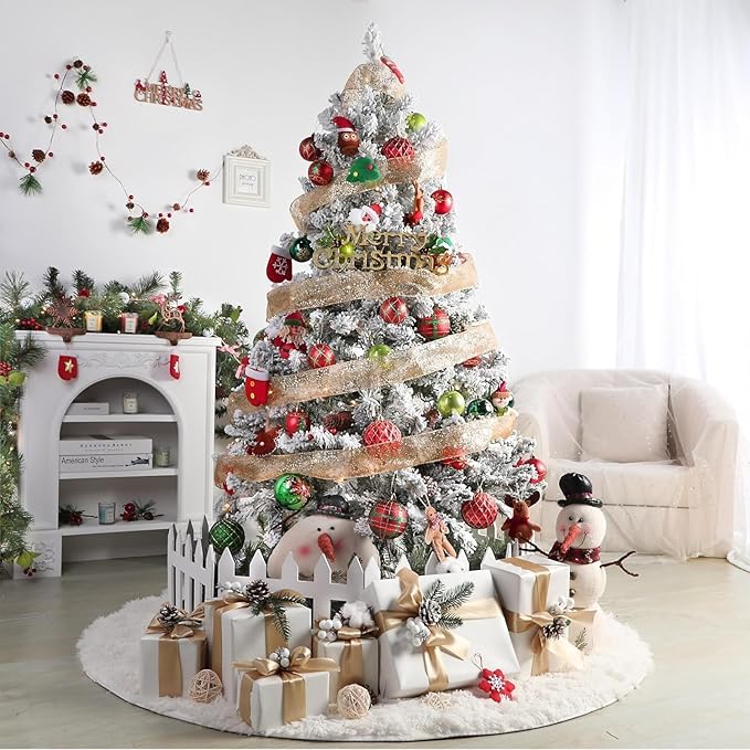 SHareconn 30ct 2.36 Inch Christmas Tree Balls Ornaments, Colored Shatterproof Plastic Decorative Baubles Decorations for Xmas Tree Decor Holiday Party Wedding Decoration (Red & Green Gold, 60mm)