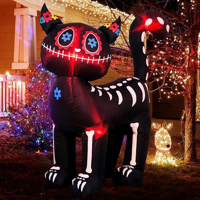 4 Feet Tall Halloween Inflatable Black Cat LED Lights Decor Outdoor Indoor Holiday Decorations,Blow up Lighted Yard Decor, Giant Lawn Inflatable Home Garden Party Decoration