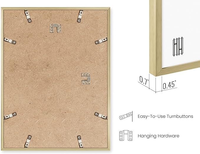 HAUS AND HUES 20x30 Gold Metal Picture Frames - Features Premium Aluminum, Vertical & Horizontal Hang, Shatterproof Plexiglass - Perfect for Home, Room, Office (20x30 in, Gold, Set of 9)