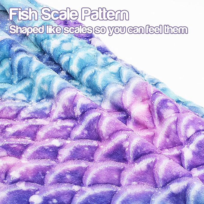 Catalonia Toddlers Mermaid Tail Blanket, Super Soft Plush Flannel Sleeping Snuggle Blanket for Kids, Mermaid Gifts for Girls 4-6, Fish Scale Pattern, Galaxy