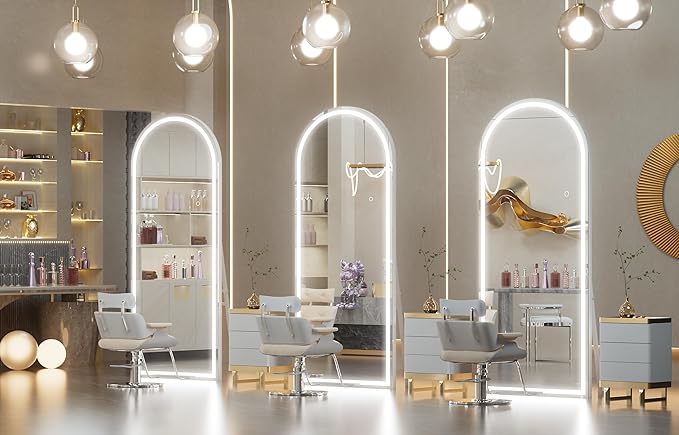 Hasipu 75" x 28" Led Mirror Full Length, Full Length Mirror with Lights Arch Design,Tempered Glass,Shatter-Proof, Dimming & 3 Color Modes for Bedroom Cloakroom-UL