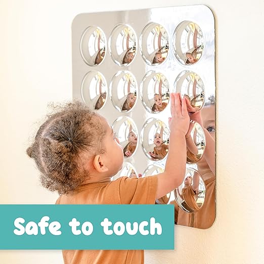 SPARK & WOW Sensory Wall Toddler Mirror | Large | 16 Bubbles | for Ages 6m+ | Easy-to-Clean Acrylic | Stimulate Cognitive Development