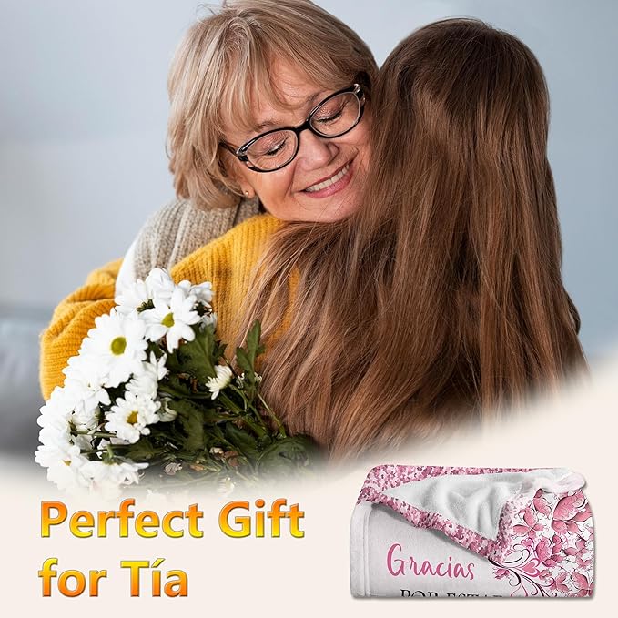 Regalos para Tía, Aunt Gifts in Spanish, Auntie Gift Ideas Blanket 60"x50", Best Aunt Ever Gifts, Gifts for Aunt/Tia, Aunt Birthday Gifts, Gifts for Aunts from Niece/Nephew, Best Auntie Gifts