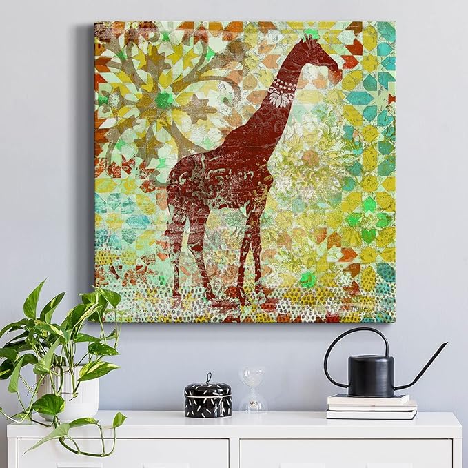 Abstract Wall Art Animals Poster for Bedroom and Living Room,Bali Giraffe Wall Art, Ready to Hang, 24'' x 24''