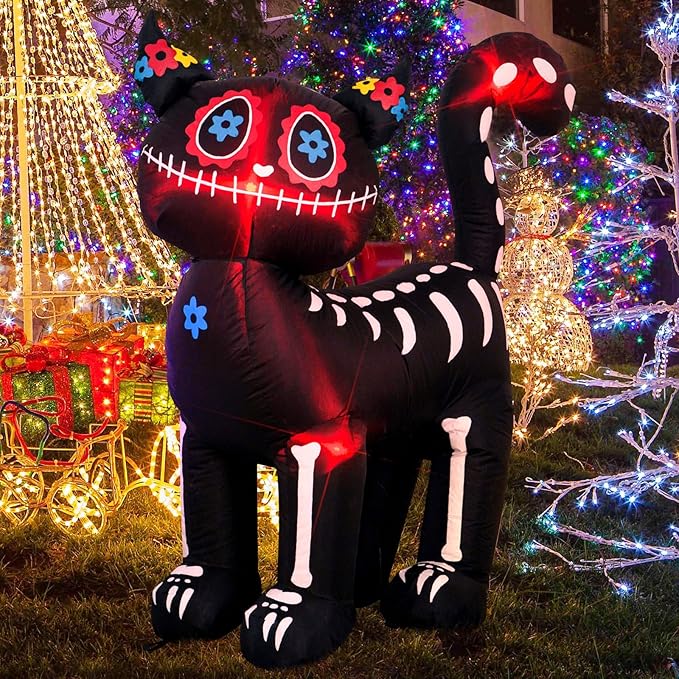 4 Feet Tall Halloween Inflatable Black Cat LED Lights Decor Outdoor Indoor Holiday Decorations,Blow up Lighted Yard Decor, Giant Lawn Inflatable Home Garden Party Decoration