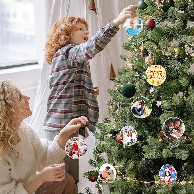2 Pack Personalized Christmas Ornaments 2025, Picture Ornaments for Christmas Tree, Customized Gifts for Newborn, Couples, Women, Men, Family, Friend