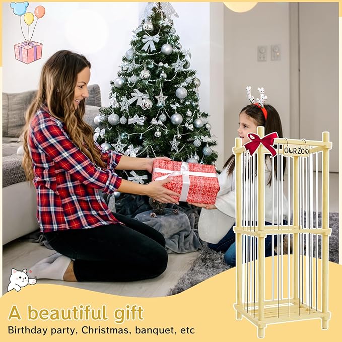 Stuffed Animal Zoo Storage Cage Wooden, 41''(3.4ft) Wood Large Stuffed Animal Storage Basket, Toy Storage for Big Stuffed Animals, Large Toy Chest for Kids Girls Boys Toy Organizer Holder