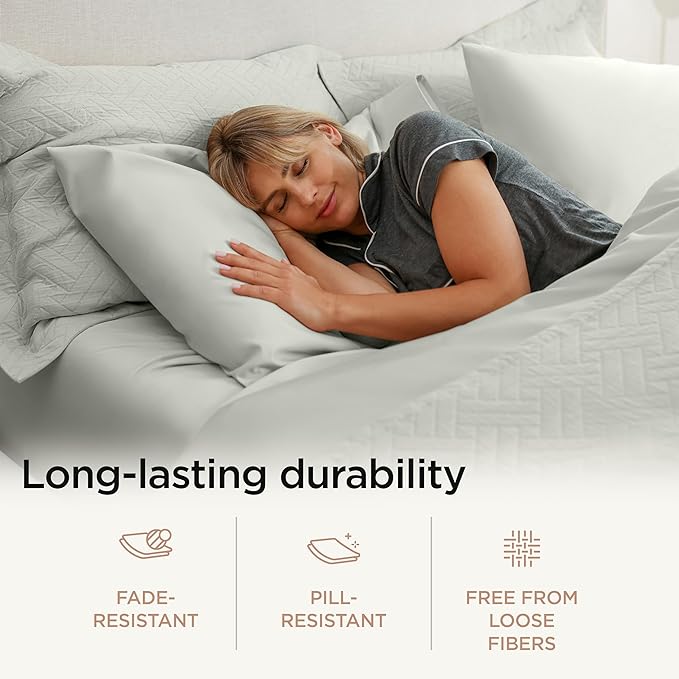 Threadmill Luxury 800 Thread Count King 100% Cotton Sheets - Light Grey Sateen Weave Bed-Sheets, Better Than Egyptian Cotton, 4 Pc Solid Soft Bed Set, Fits 16" Deep Pocket