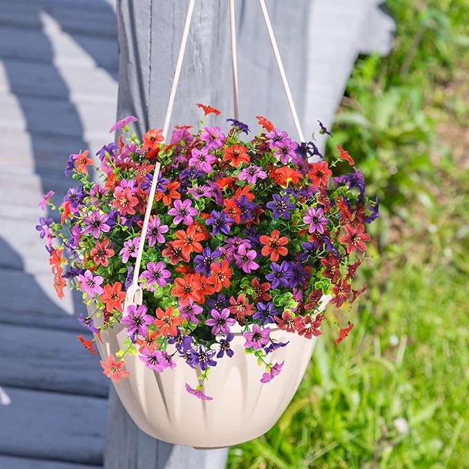 Artificial Fake Flowers for Outdoor Plants, 12 Bundle Realistic Faux Silk Daisy Flower UV Resistant for Outside Front Porch Patio Window Box Balcony Home(Mix)